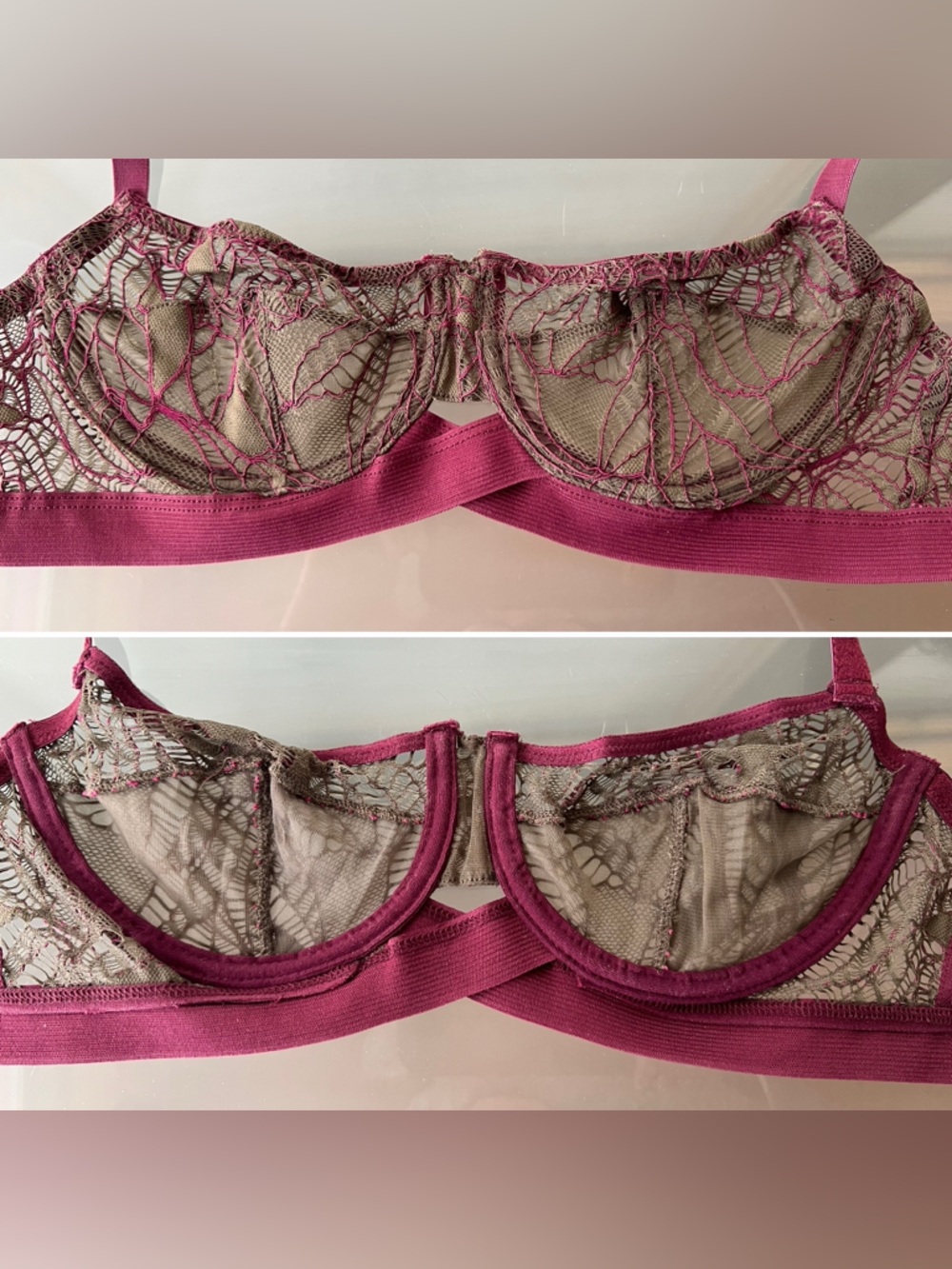 🫒Bohemian Underwire Stetchy Band Bra Olive / Magenta | Else - 32B - Picture 5 of 17